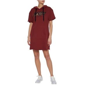 DKNY cotton blend hooded mini dress